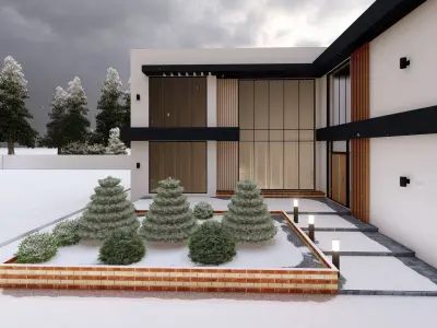 Modern Villa Design  Low-poly 3D model