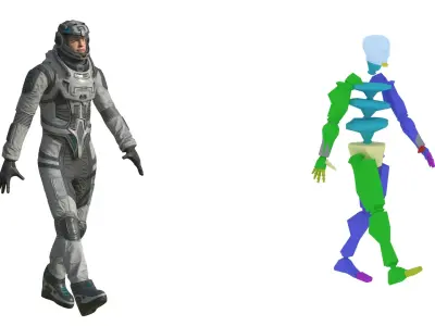  Futuristic Astronaut in Spacesuit no Visor Rigged 