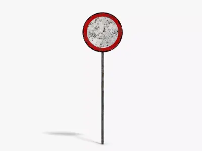 Damaged No Entry Sign Low-poly 3D model