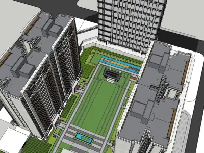 modern highrise building town house 3D model