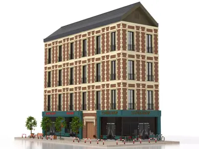 Residential Block Low-poly 3D model