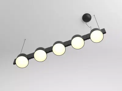 Igloo 5 pendant light with four tubes hanging from ceiling 3D model