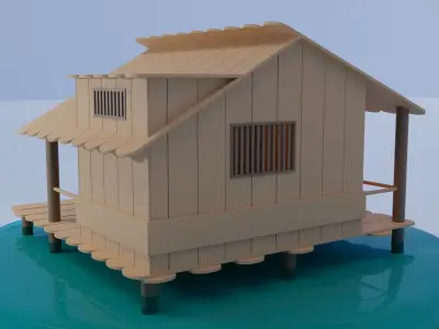 3D Wood swamp house Low-poly 3D model