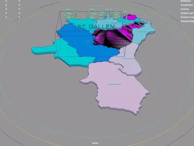 St Gallen  Switzerland map region geography political geographic 3D model