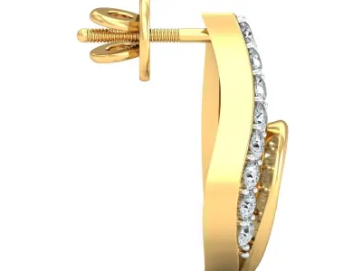 Yellow gold diamond  earring-P2 E-46 3D print model