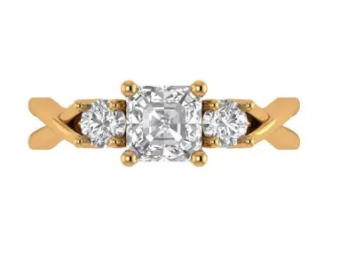 Cushion Solitaire Ring 3D print model get