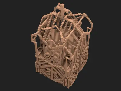 Pixel church voxel  3D model