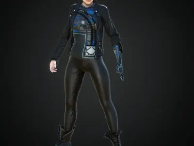 Rigged Man Cyberpunk Character Low-poly 3D model