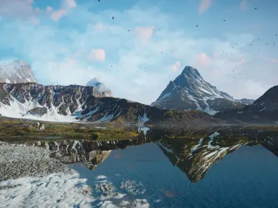 Mountain Lake Valley Environment - Unity 2017 Project Low-poly 3D model