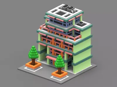 House Voxel - 18 Low-poly 3D model