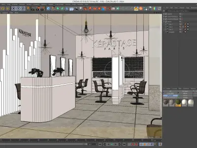 VRay - C4D Scene files - Salon Interior Scene  3D model