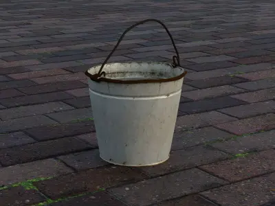 Rustic metal bucket Low-poly 3D model