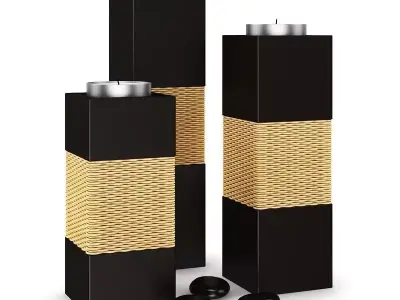 Wooden Candlesticks 3D model