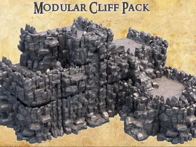 Modular Cliff Pack Tabletop Terrain 28 MM 3D print model
