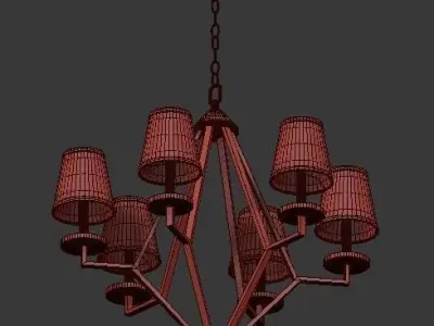 6 Light Washed Gold Chandelier 3D model