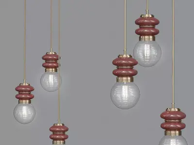 Red Ceramic Pendants Lamp 3D model