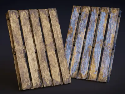 Damaged Wooden Pallet Game Asset Low-poly 3D model