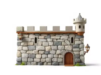 Medieval Stone Fortress model pack Low-poly 3D model purchase