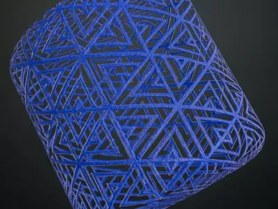 Blue Geometric Sci-Fi Triangle Pattern PBR Seamless Texture