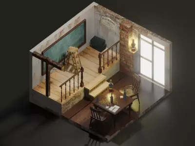 Isometric Peaky Blinders Decor Design 3D model