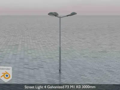 Street Light 4 Galvanized F3 M1 K0 3000mm  Low-poly 3D model