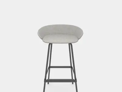 Fabric stool with armrest 3D model