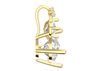 Elegant Round Diamond Pendant with Pear Accent 1882 3D print model