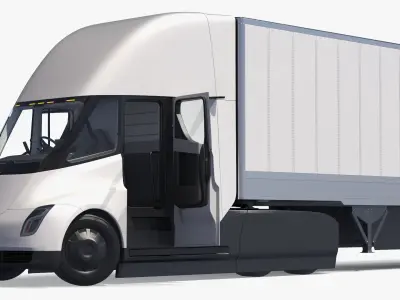  Tesla Semi Electric Truck with Cargo Trailer Rigged 