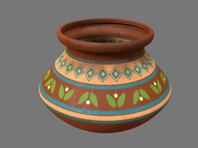 VesselF clay pot Low-poly 3D model