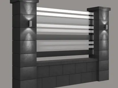 Modern black fence 3D model