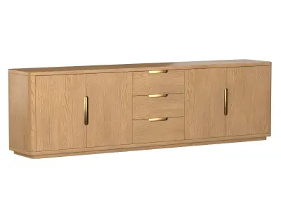 BRETON PANEL 4-DOOR MEDIA CONSOLE WITH DRAWERS 3D model