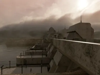 The DAM sci-fi Low-poly 3D model