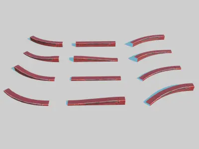 Red Curb Pack Low-poly 3D model