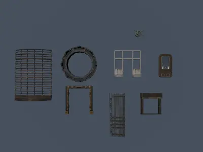 Doors city assets for game Low-poly 3D model