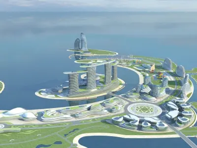 Sci Fi Artificial Island 3 3D model