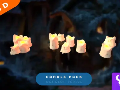 Cartoon Candle Multi Pack Low-poly 3D model