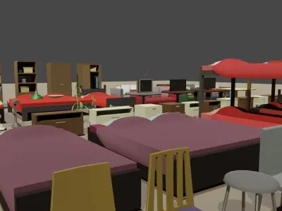 Low poly furniture pack Low-poly 3D model