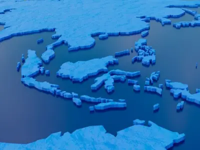 World Map Low-poly 3D model