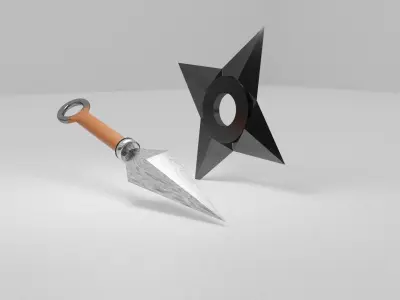 Japanese Old combat weapons Low-poly 3D model