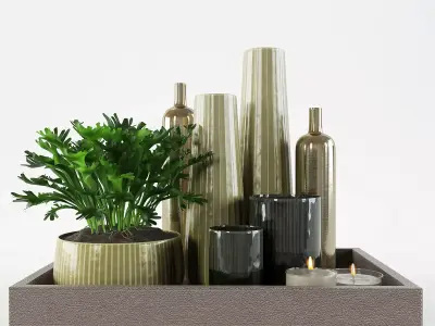 Decorative set on a tray 3D model