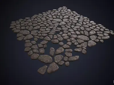 Chunky Cobble Stone Path Road And Flooring Slabs Low-poly 3D model