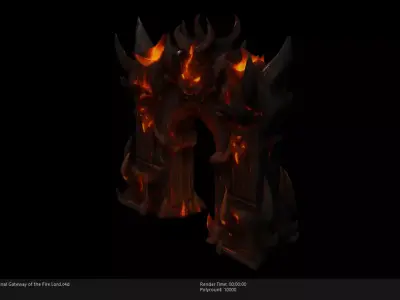 Low Poly Stylized Infernal Gateway of the Fire Lord Low-poly 3D model