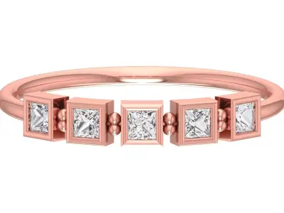 Solitaire Women Light Weight Princess Stone Band Ring 3D print model