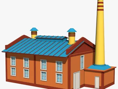 Industrial Factory Low-poly 3D model