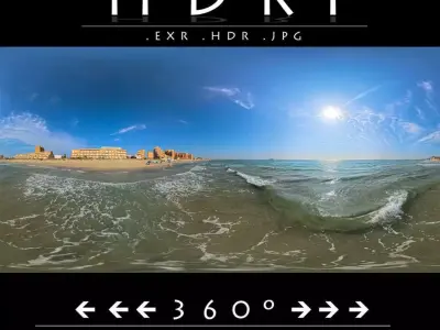 Vibrant Coastal Paradise - HDR Beach Panorama Low-poly 3D model