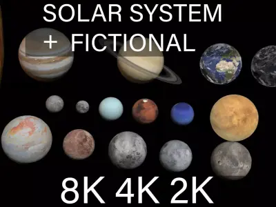PBR solar system and fictional planets 3D Model Pack