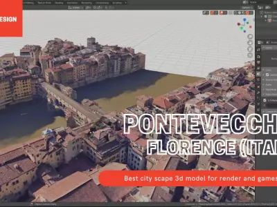 Pontevecchio Florence Italy  with texture Low-poly 3D model