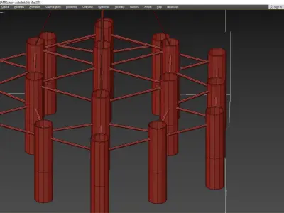 MIDCENTURI CHANDELIER WITH IKE TUNNEL LAMPS Low-poly 3D model