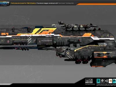 Federation Dreadnought 2A Low-poly 3D model