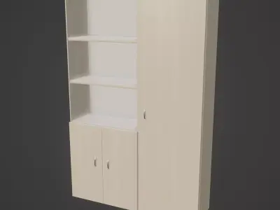 Gameready Cabinet bookcase with doors and shelves Low-poly 3D model
